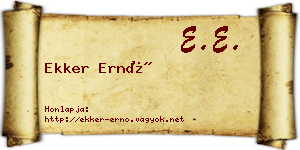 Ekker Ernő névjegykártya
